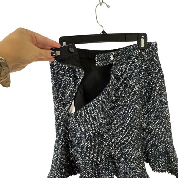 Theory NEW Autumn Tweed Mini Skirt Blue Black White Career Office Classic Sz 6 - Picture 4 of 10
